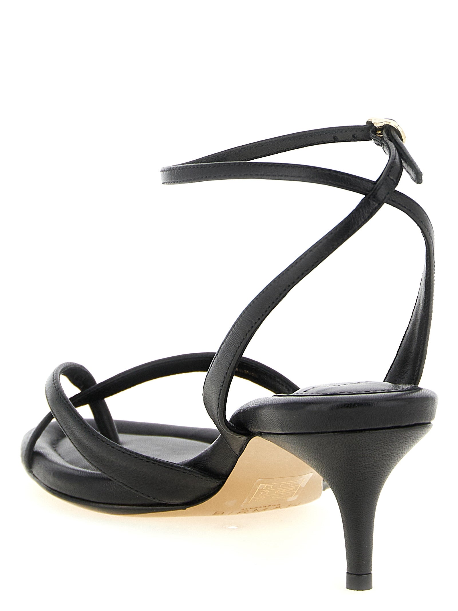 Alexandre Birman Black Cowhide Stiletto Heel Sandals