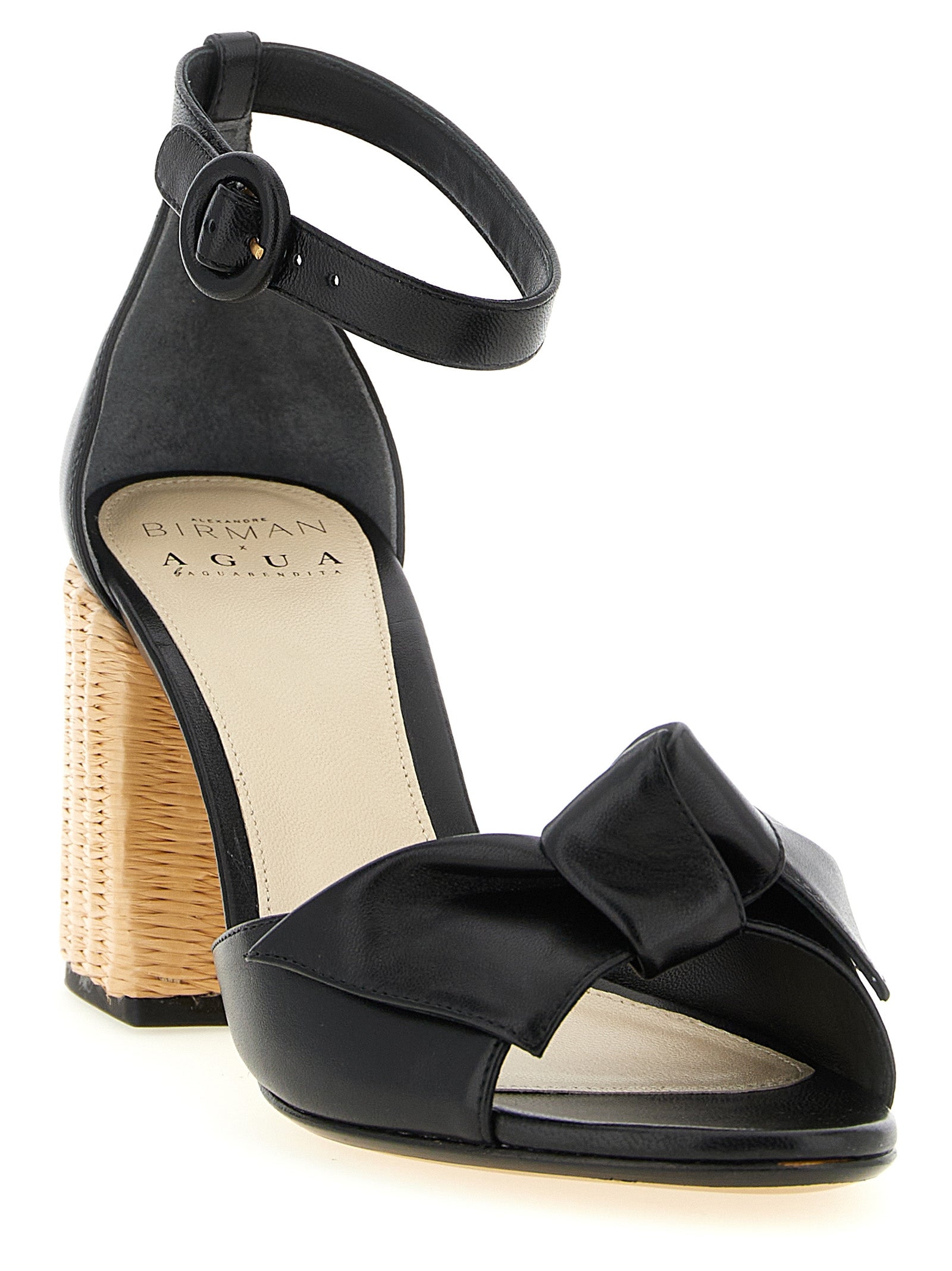 Alexandre Birman Black Cowhide Stiletto Heel Sandals