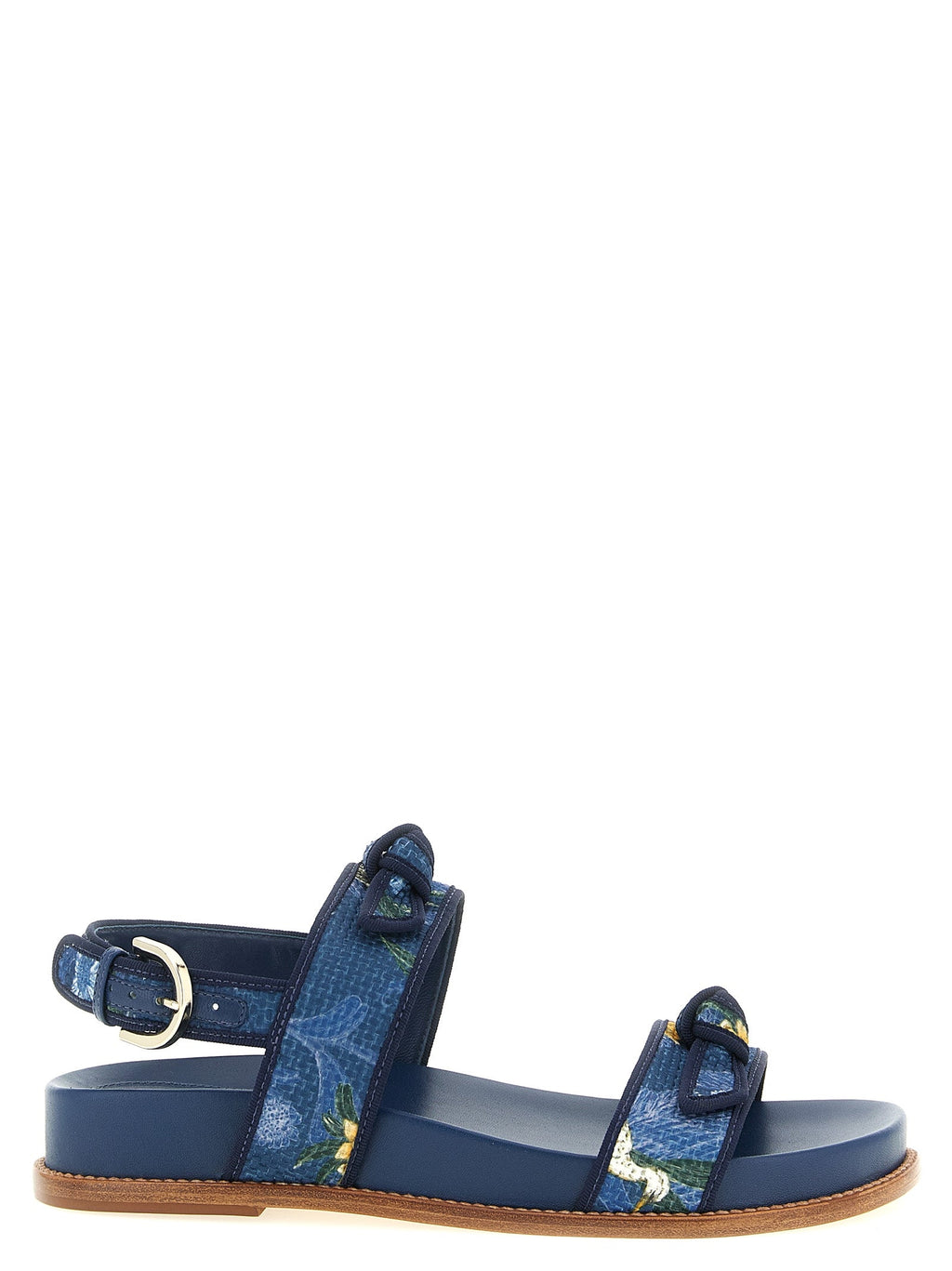 Alexandre Birman Blue Cowhide Flat Sandals