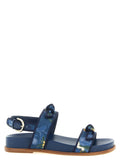 Alexandre Birman Blue Cowhide Flat Sandals