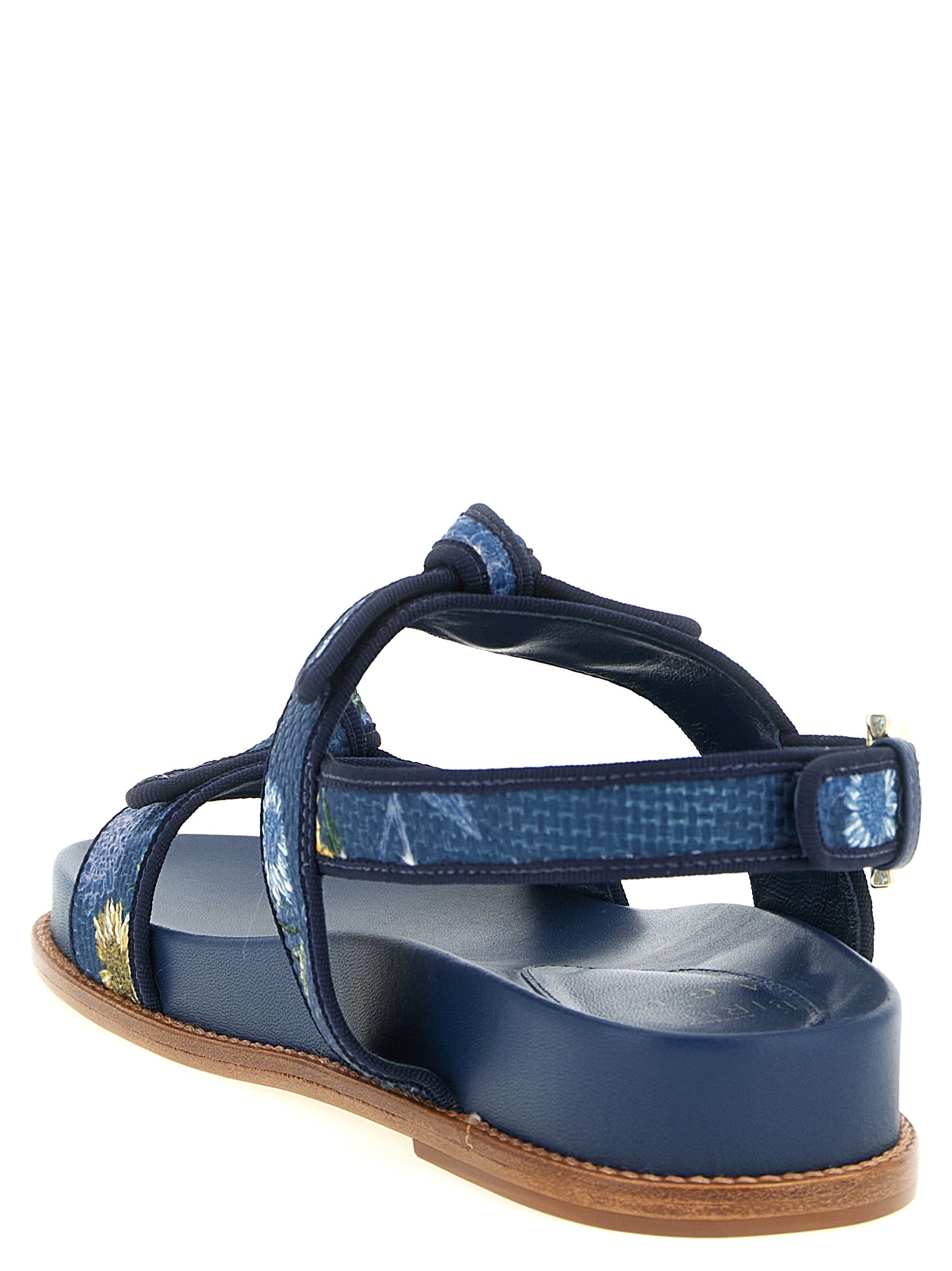 Alexandre Birman Blue Cowhide Flat Sandals