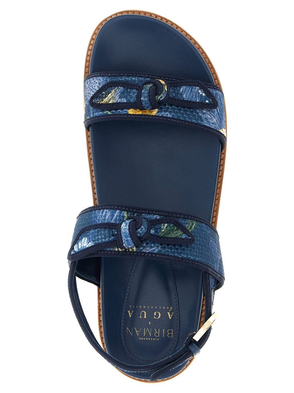 Alexandre Birman Blue Cowhide Flat Sandals