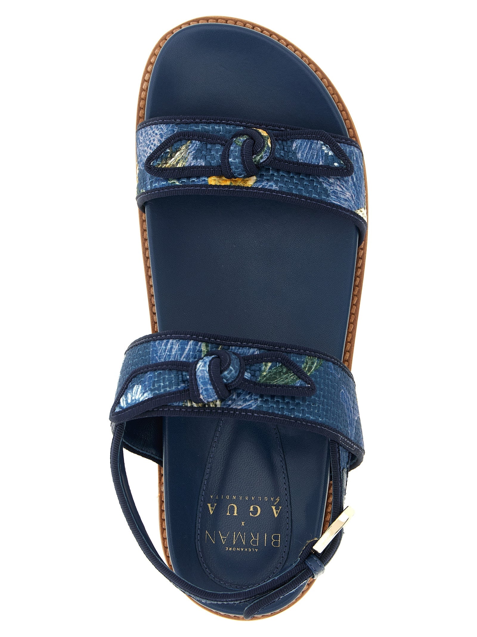 Alexandre Birman Blue Cowhide Flat Sandals