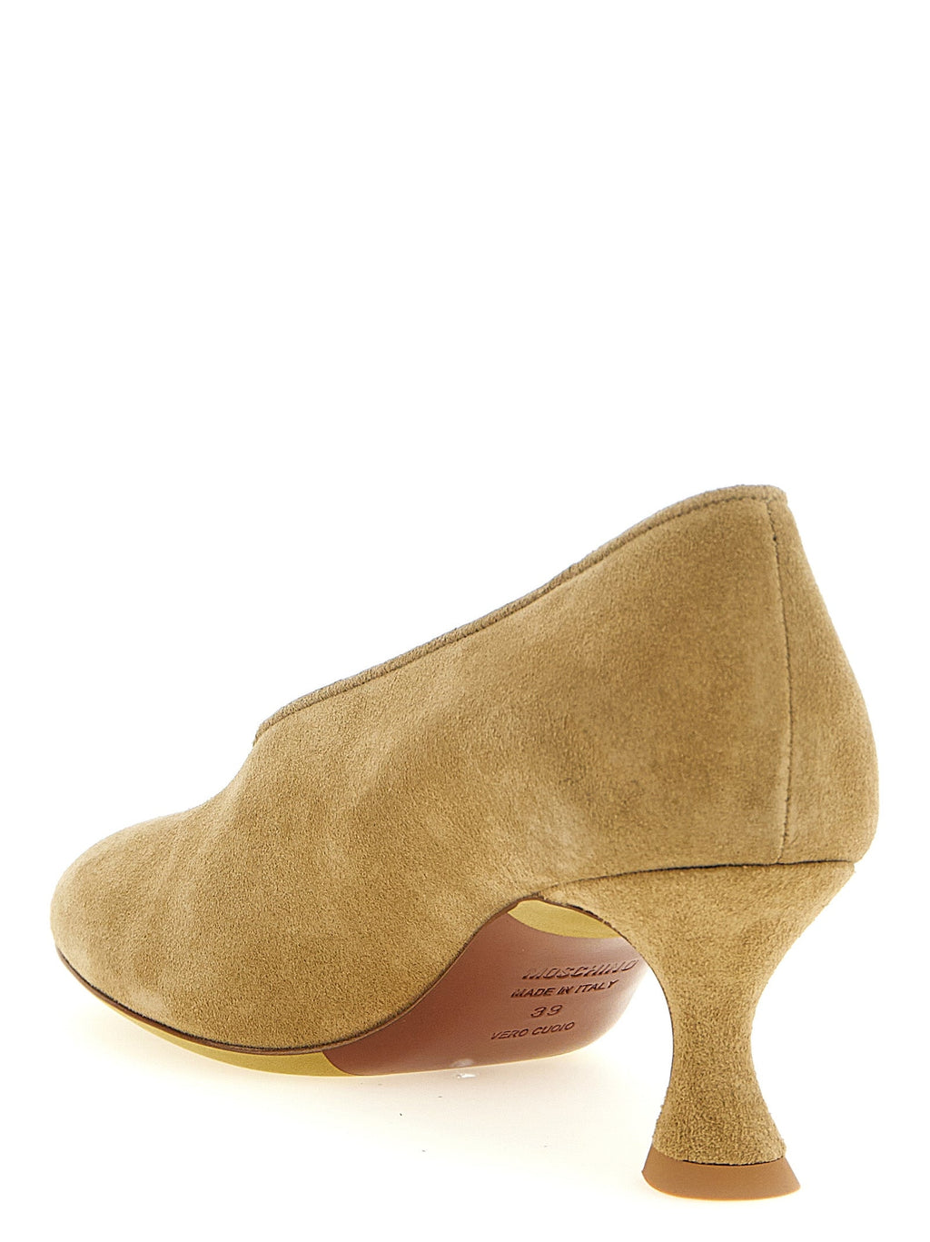 Moschino Beige Calfskin Mid Heel Pumps
