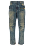 Balmain Blue Cotton Straight-Leg Jeans