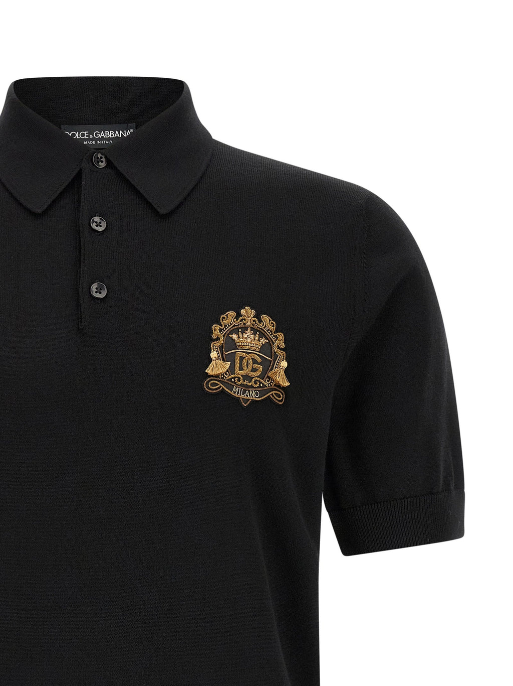 Dolce & Gabbana Black Virgin Wool Polo Shirt
