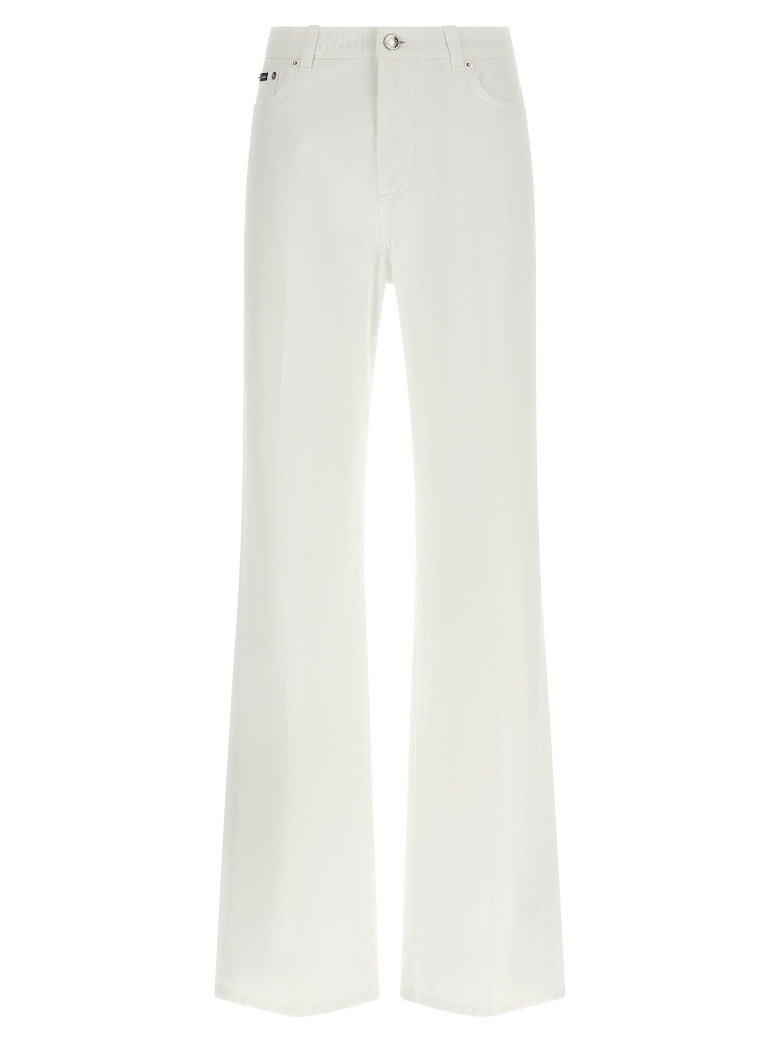 Dolce & Gabbana White Cotton Flared Jeans