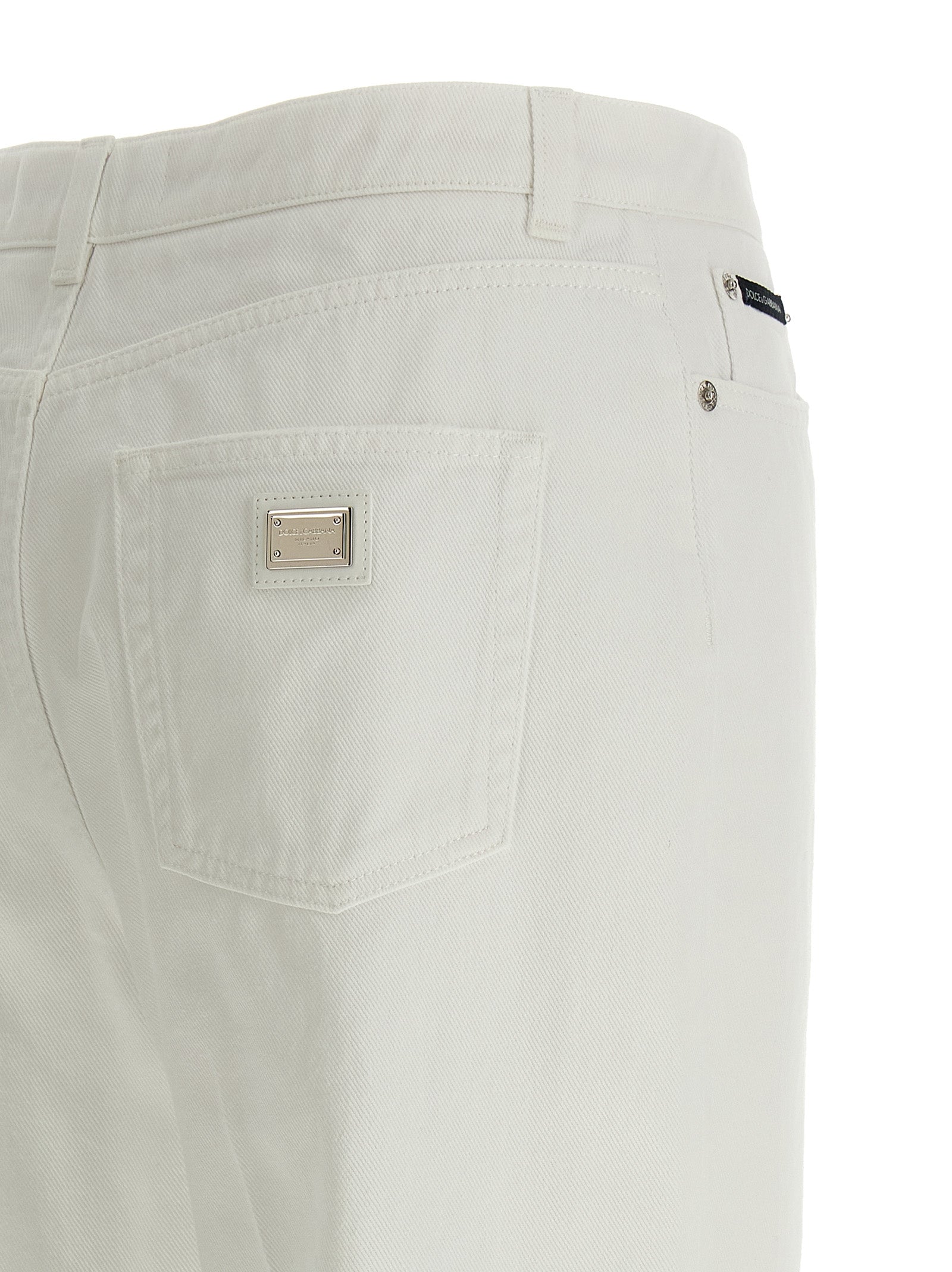 Dolce & Gabbana White Cotton Flared Jeans
