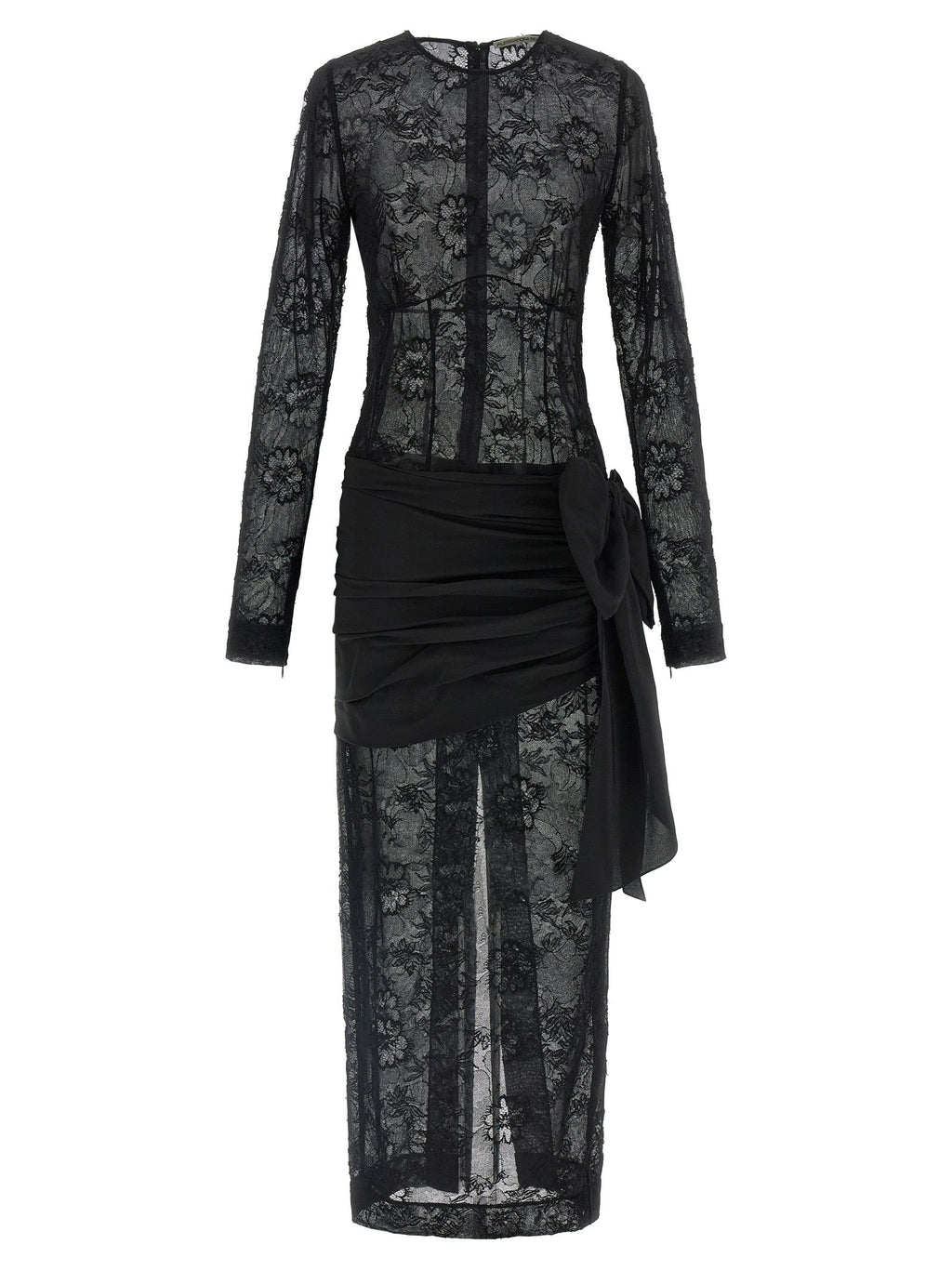 Alessandra Rich Black Viscose Long Dress