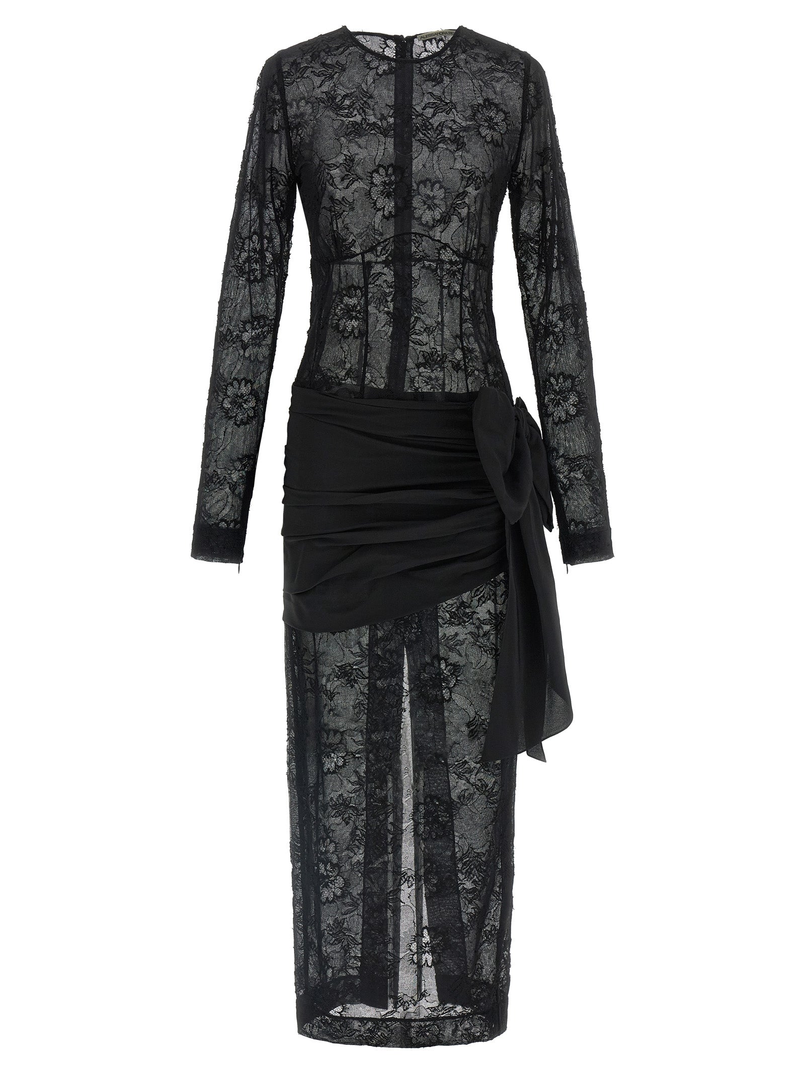 Alessandra Rich Black Viscose Long Dress