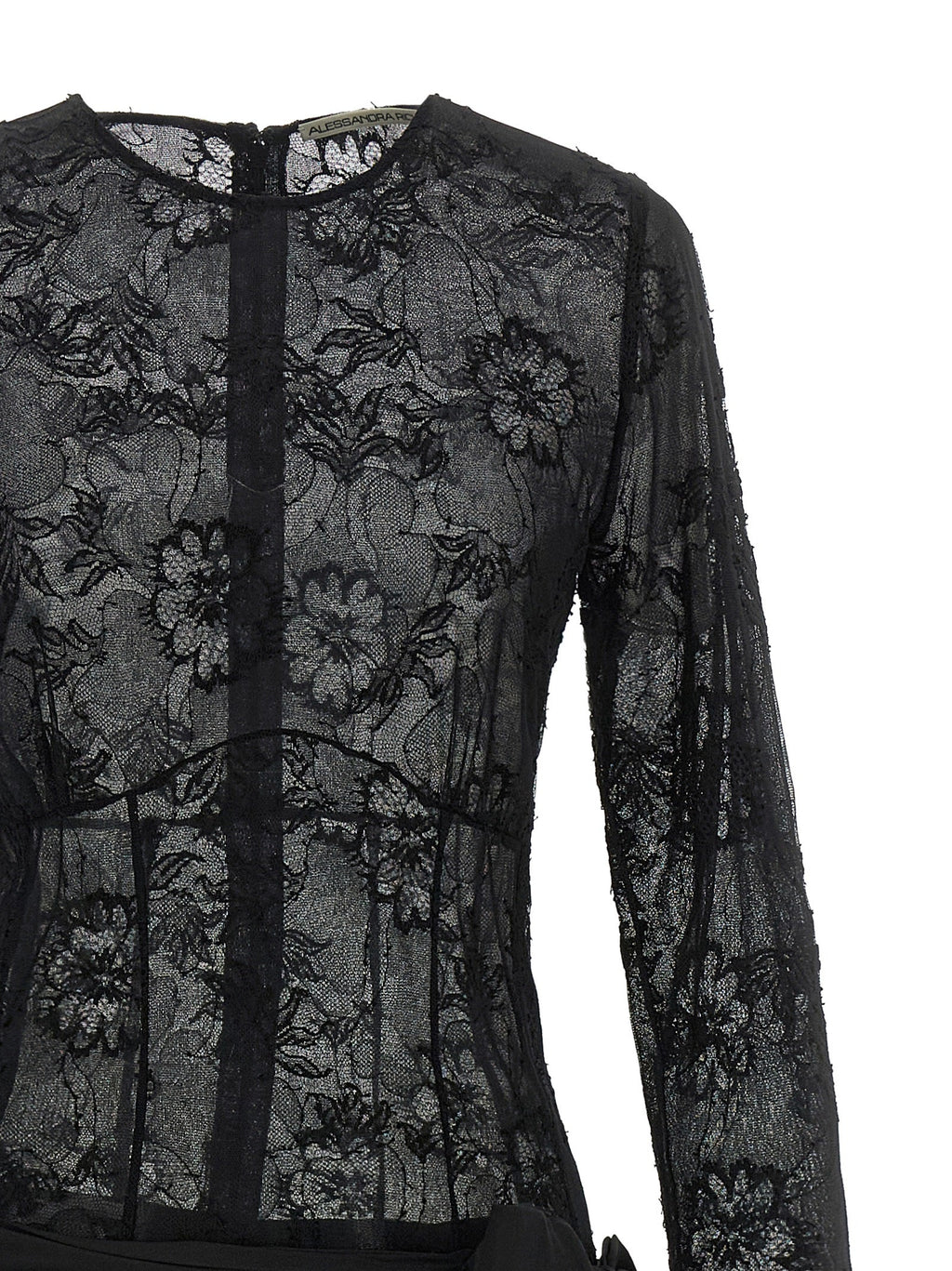 Alessandra Rich Black Viscose Long Dress