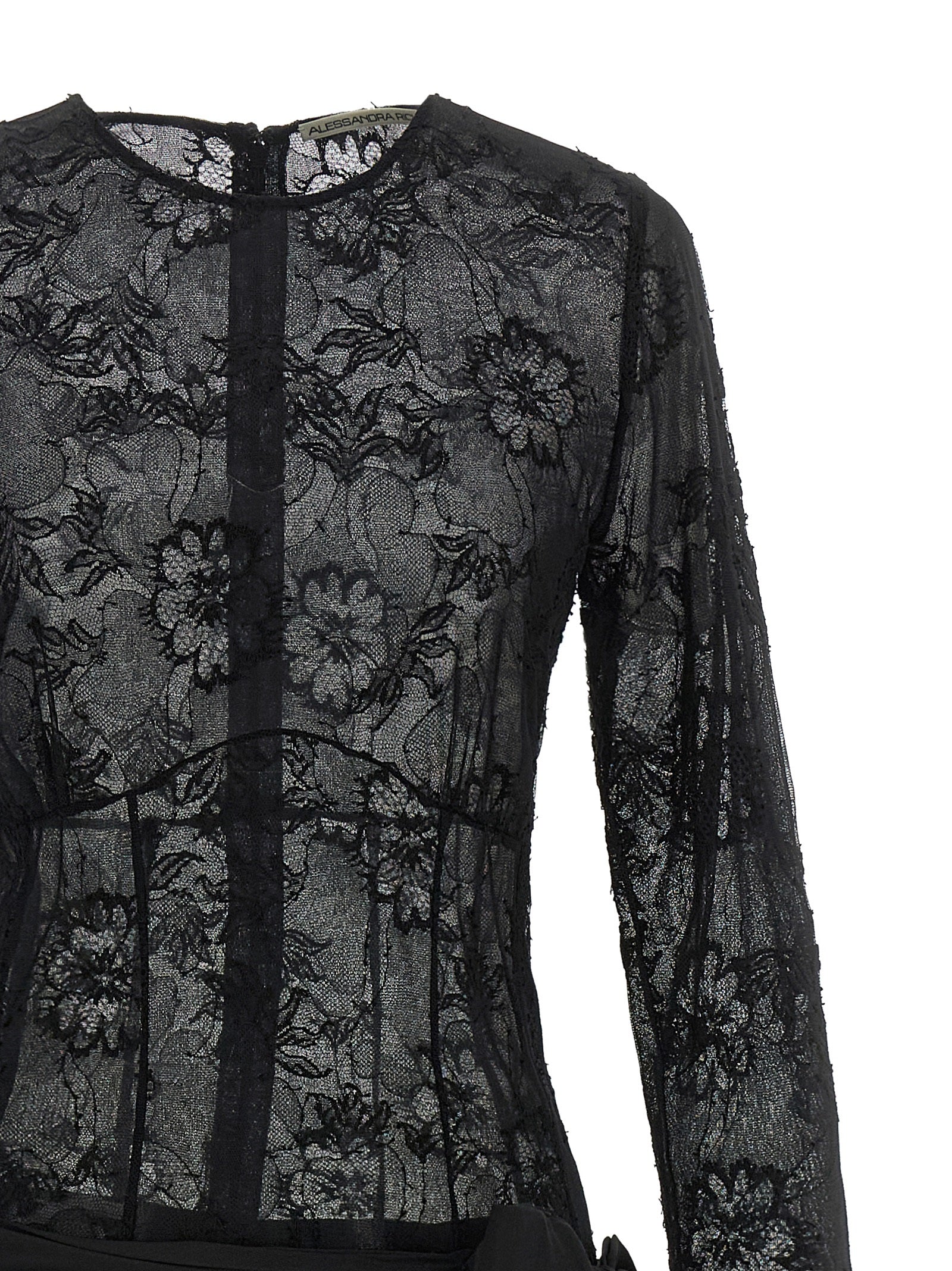 Alessandra Rich Black Viscose Long Dress