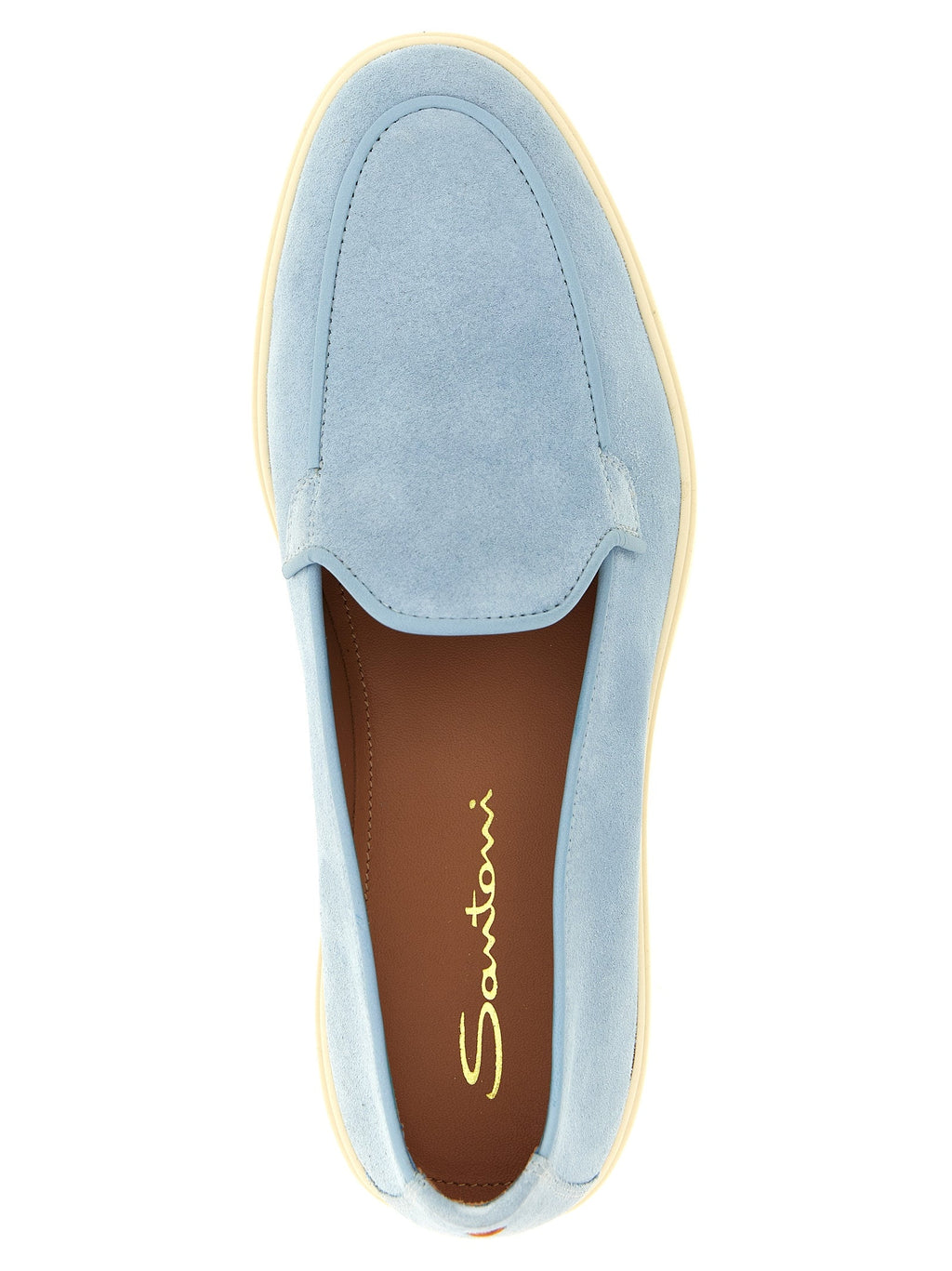 Santoni Blue Calfskin Slip-On Loafers