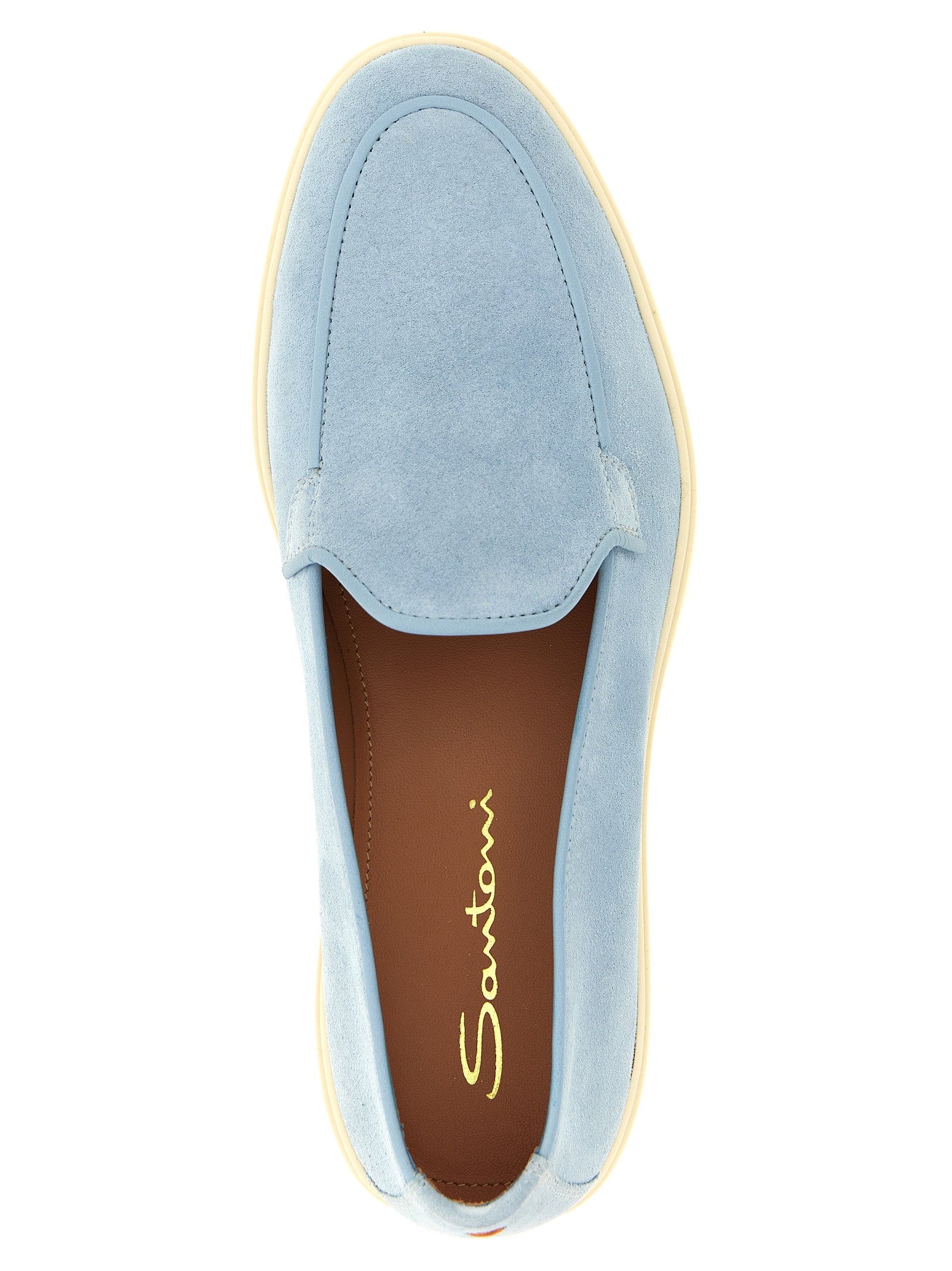 Santoni Blue Calfskin Slip-On Loafers