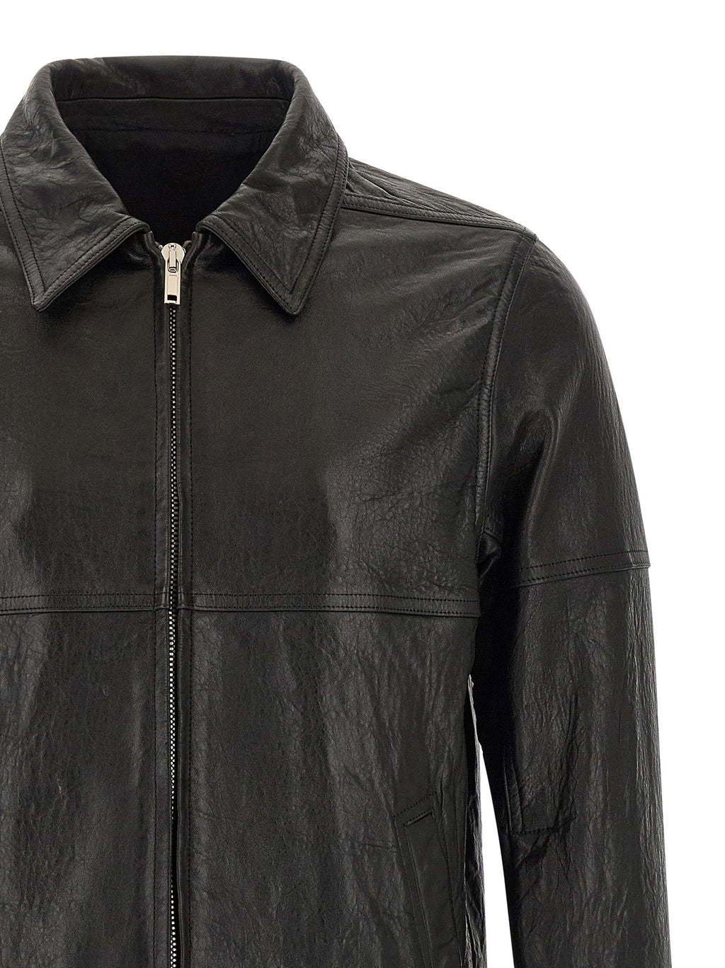 Rick Owens Black Lamb Leather Leather Jacket