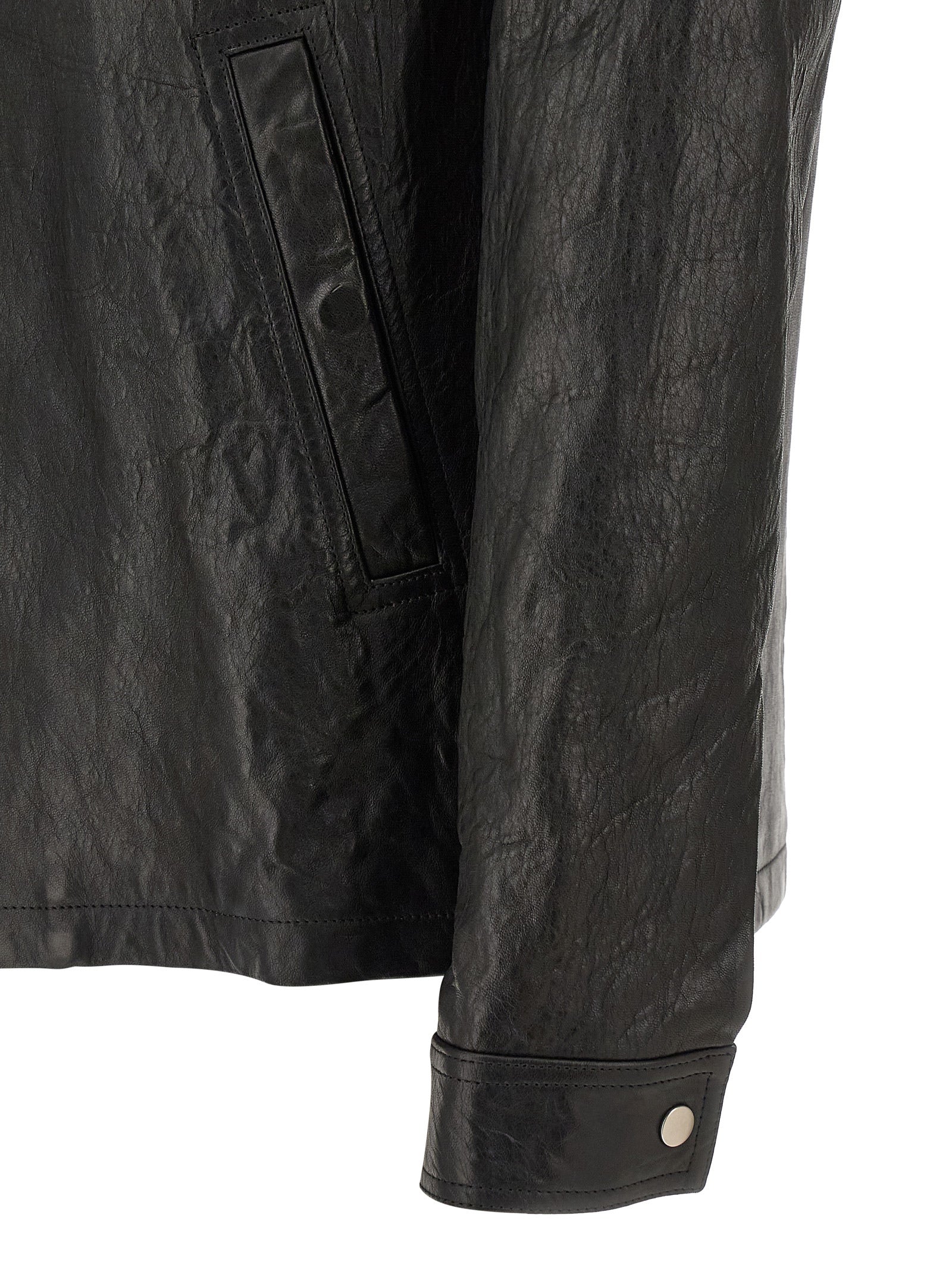 Rick Owens Black Lamb Leather Leather Jacket