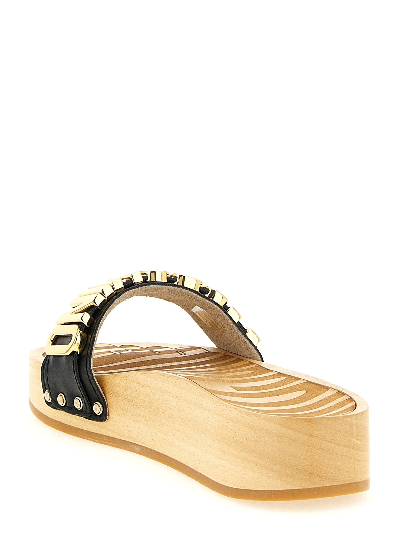 Moschino Black Calfskin Slides