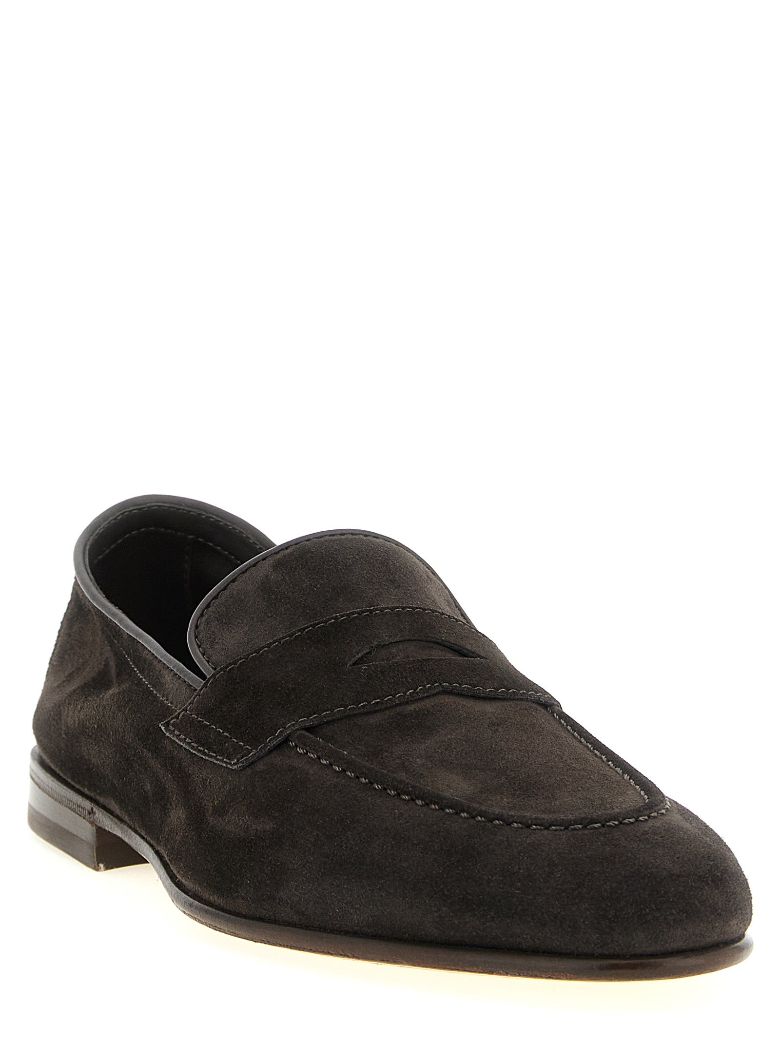 Brunello Cucinelli Brown Calfskin Slip-On Loafers