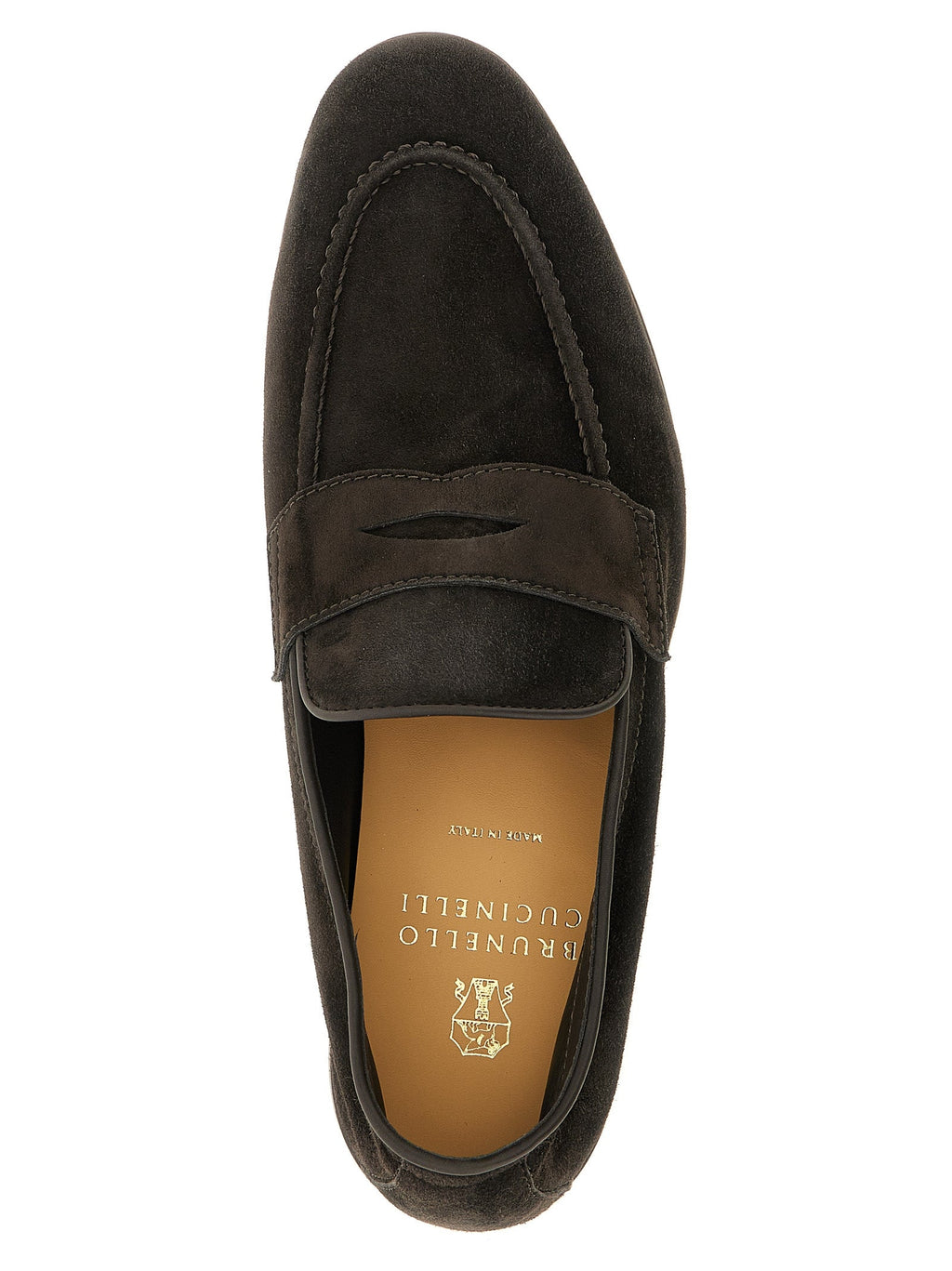 Brunello Cucinelli Brown Calfskin Slip-On Loafers