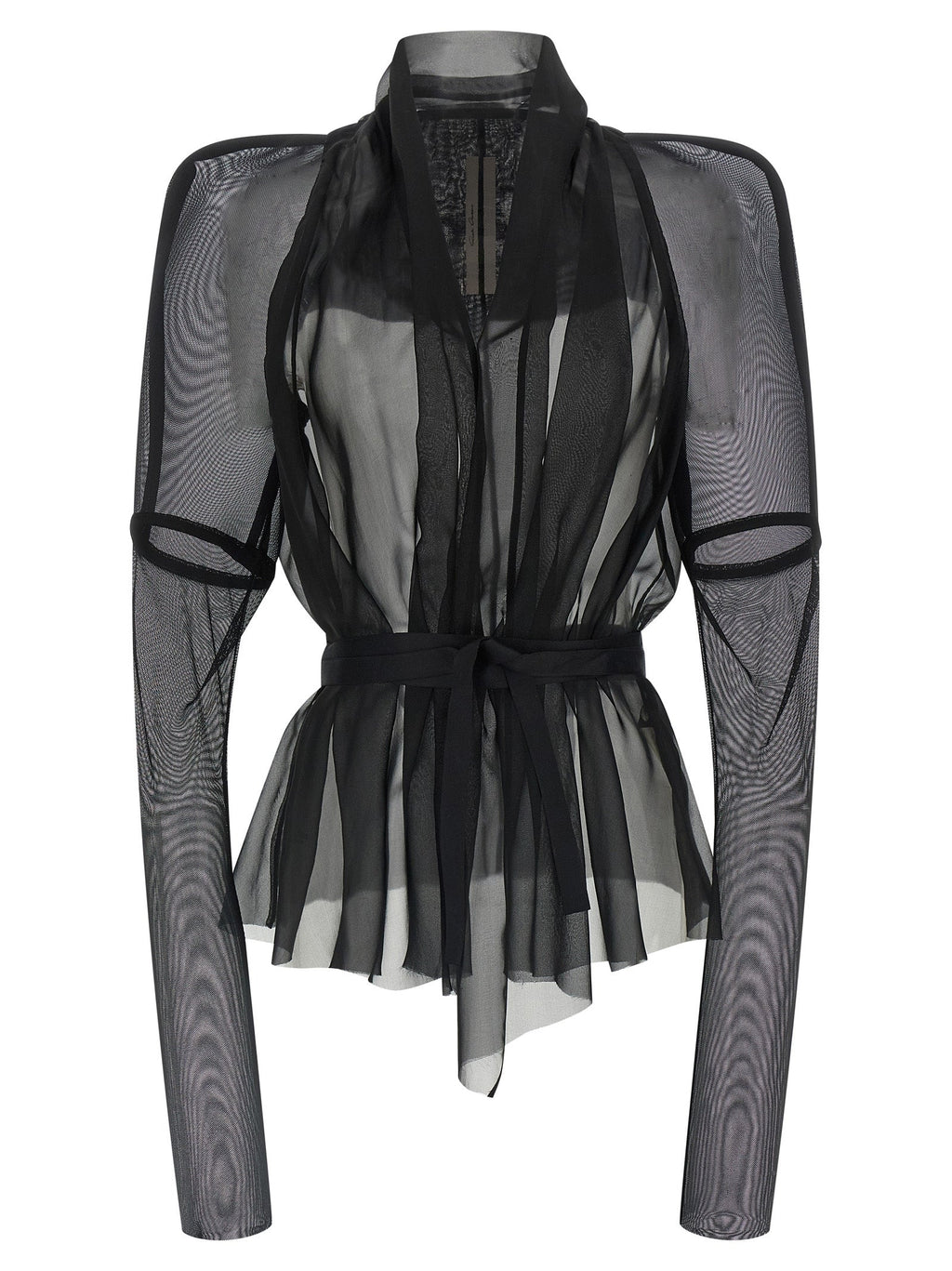 Rick Owens Black Silk Full-Length Jacket