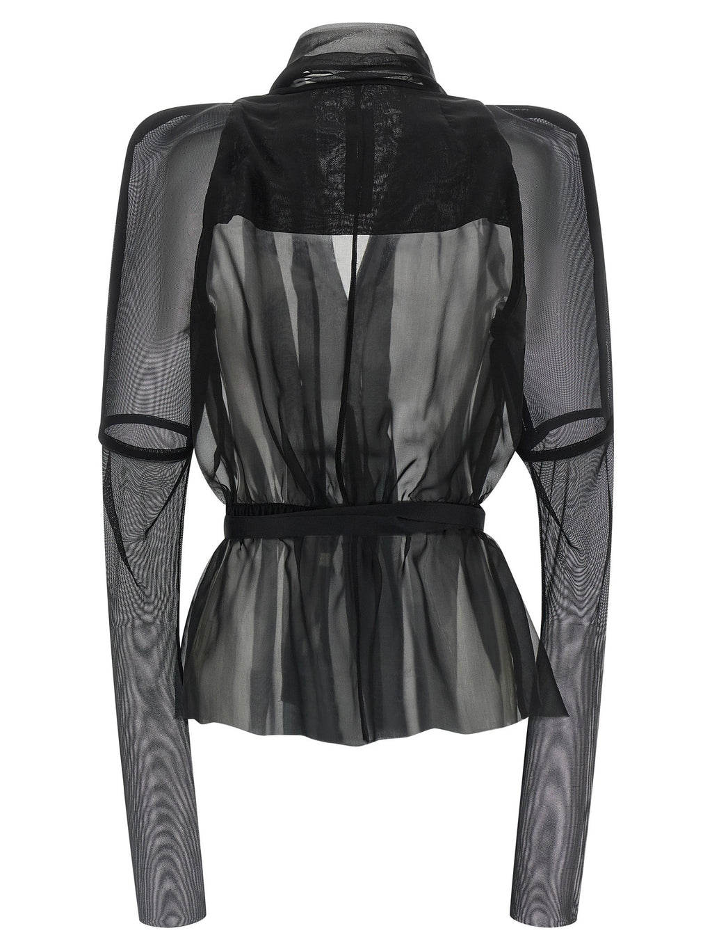 Rick Owens Black Silk Full-Length Jacket
