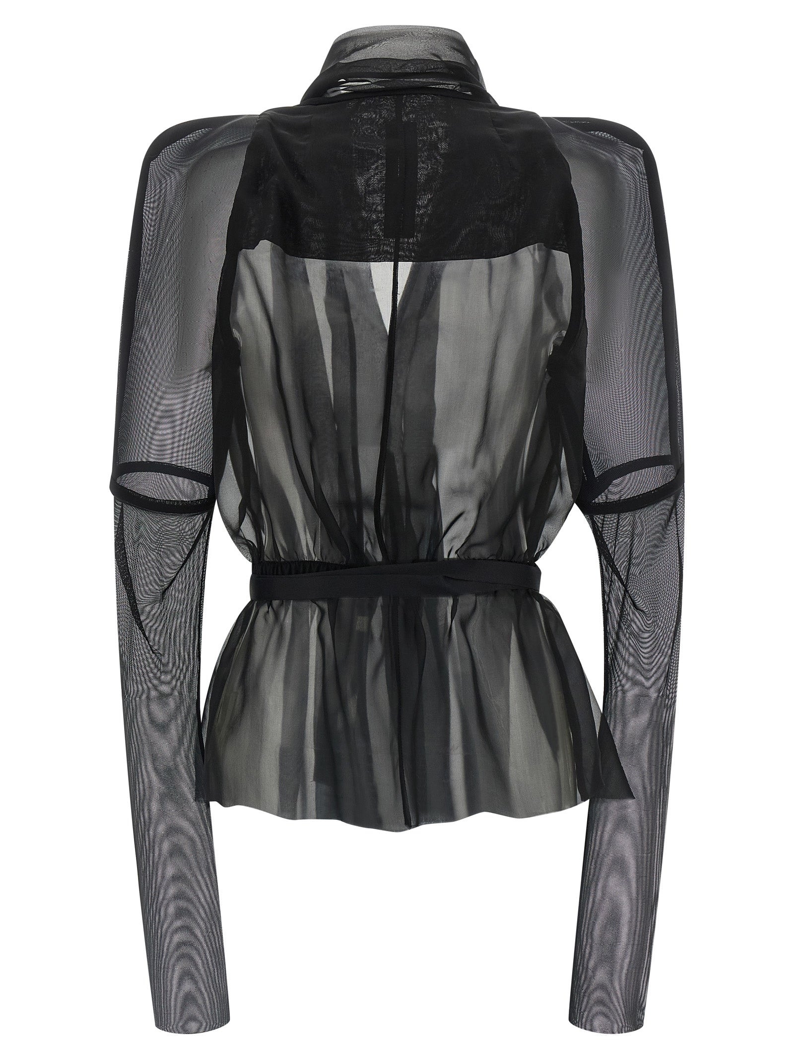 Rick Owens Black Silk Full-Length Jacket