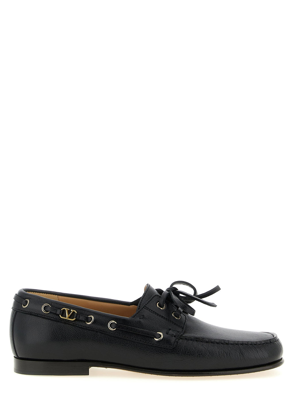 Valentino Garavani Black Buffalo Leather Slip-On Loafers