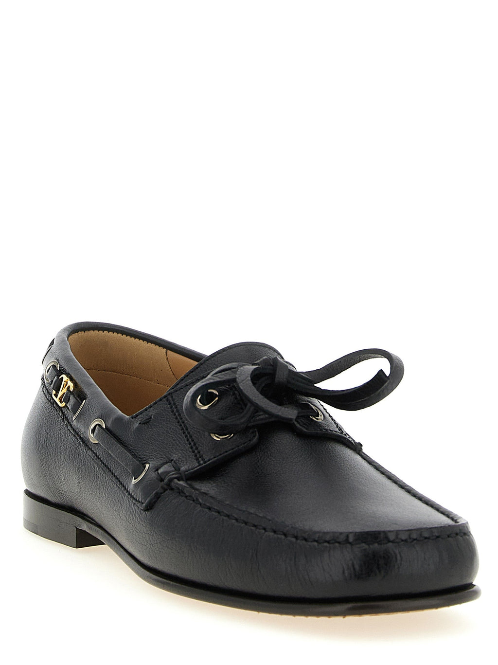 Valentino Garavani Black Buffalo Leather Slip-On Loafers