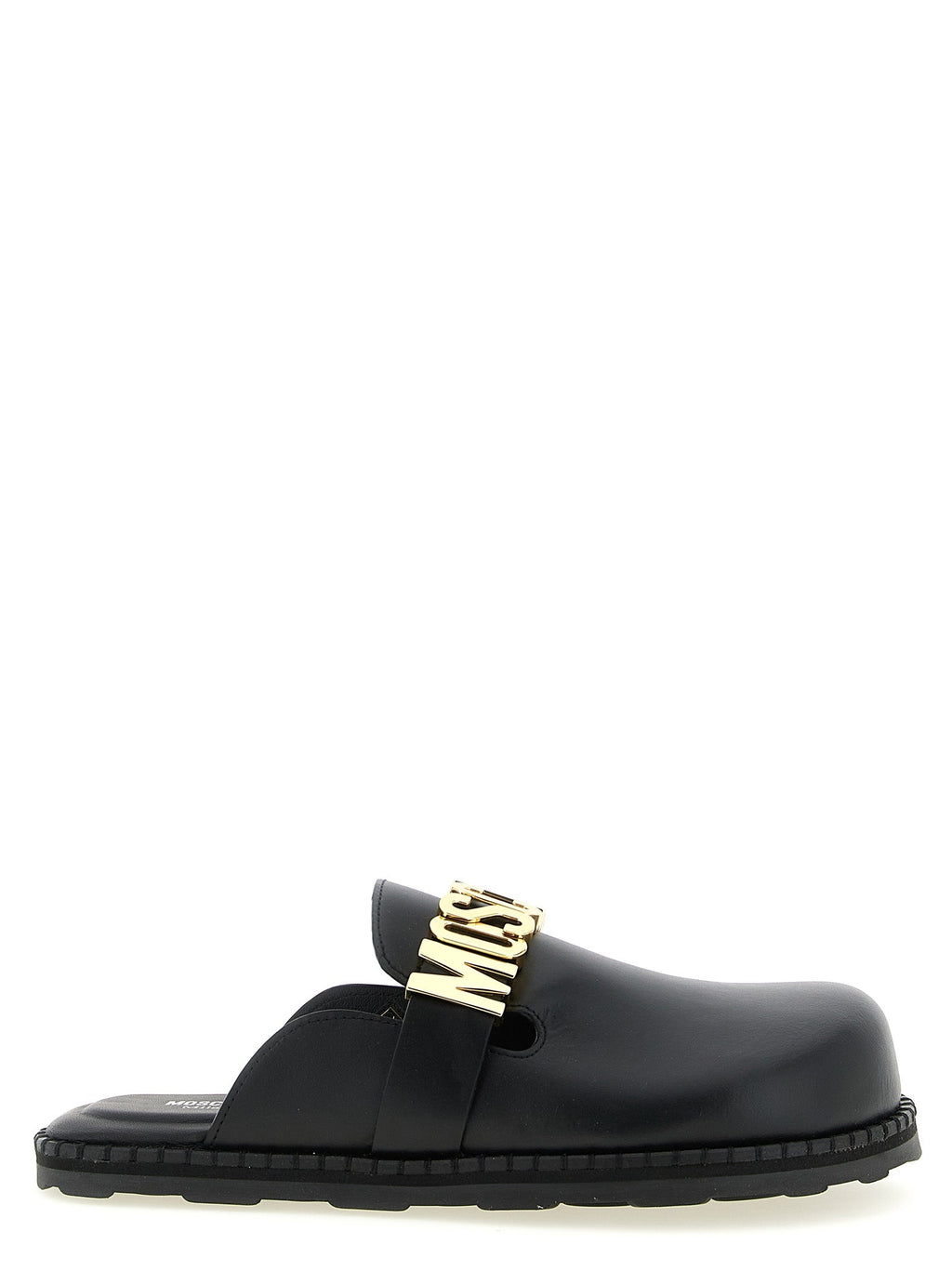Moschino Black Calfskin Clogs