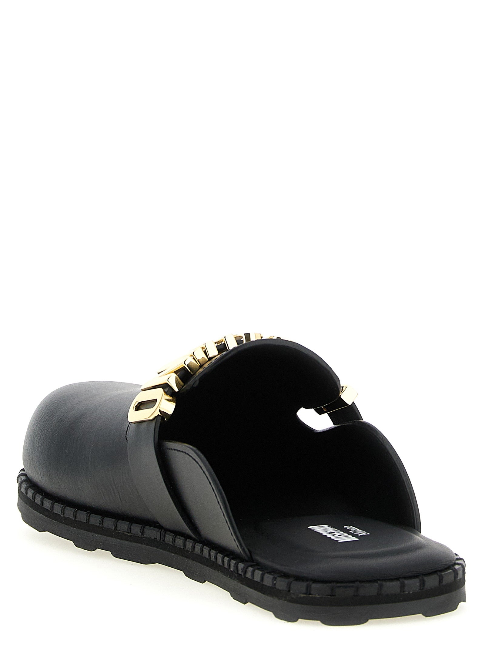 Moschino Black Calfskin Clogs