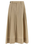 Brunello Cucinelli Beige Cotton Midi Skirt