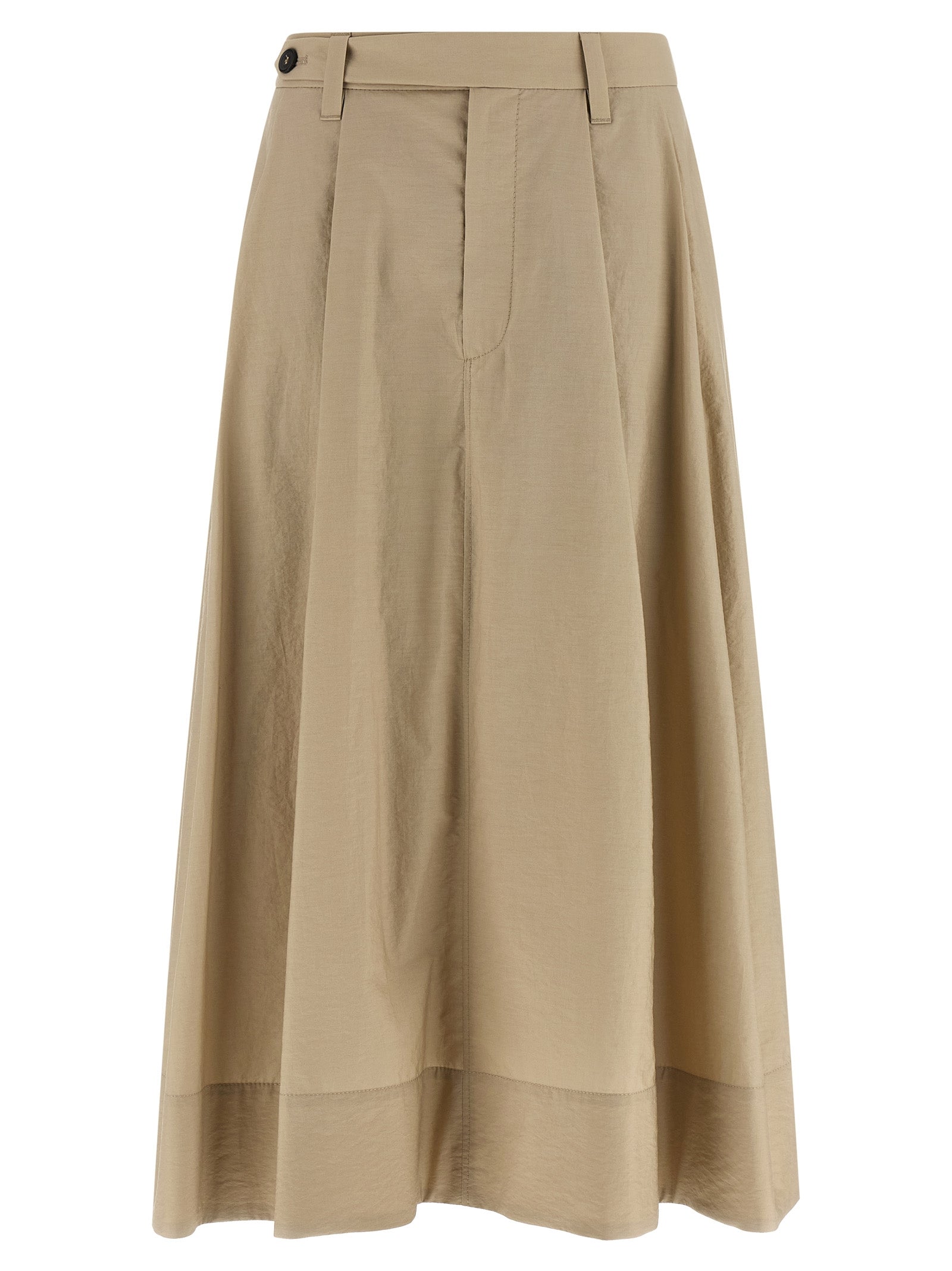 Brunello Cucinelli Beige Cotton Midi Skirt