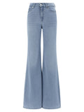 7 For All Mankind Blue Cotton Flared Jeans