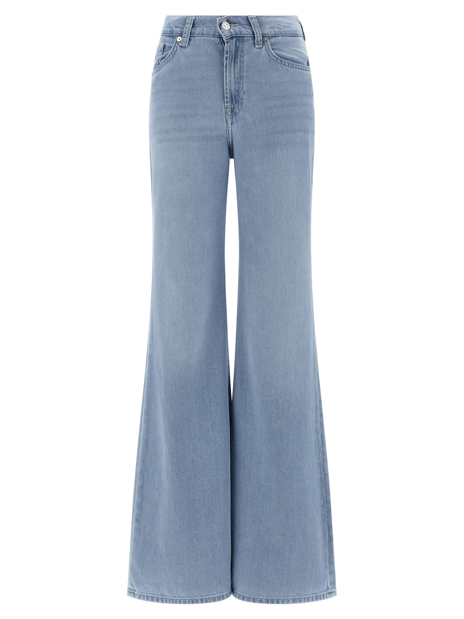 7 For All Mankind Blue Cotton Flared Jeans
