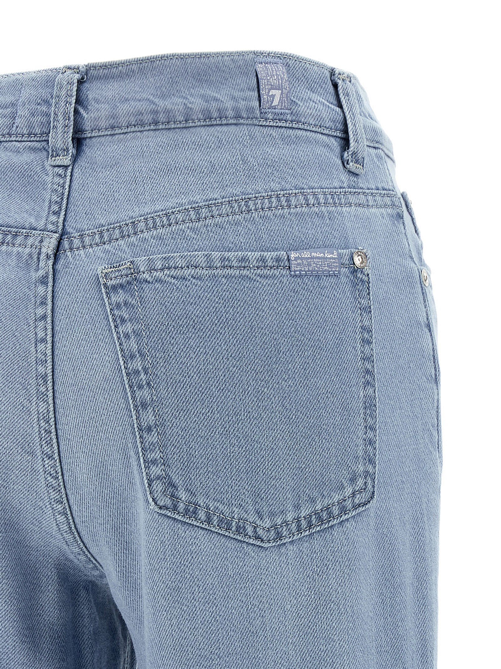 7 For All Mankind Blue Cotton Flared Jeans