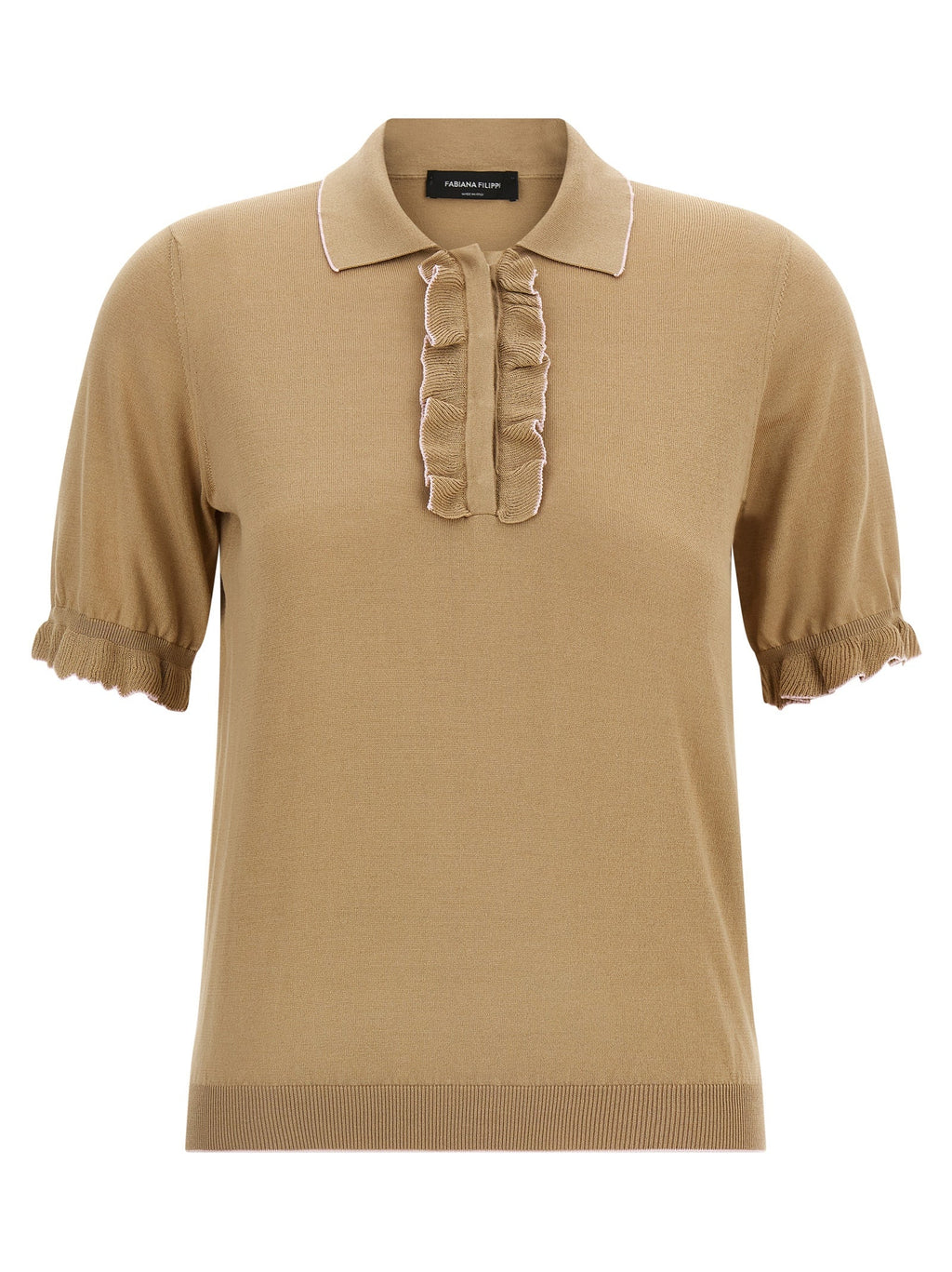 Fabiana Filippi Beige Silk Polo Shirt