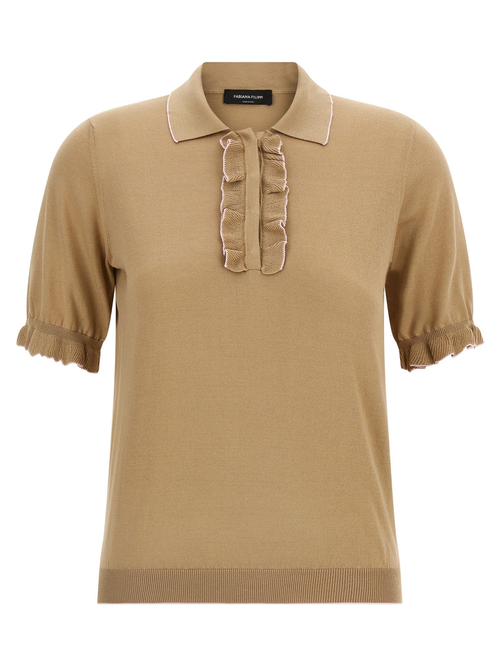 Fabiana Filippi Beige Silk Polo Shirt