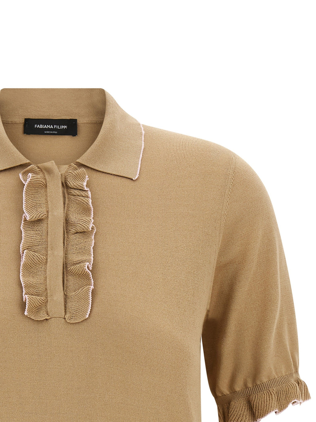 Fabiana Filippi Beige Silk Polo Shirt