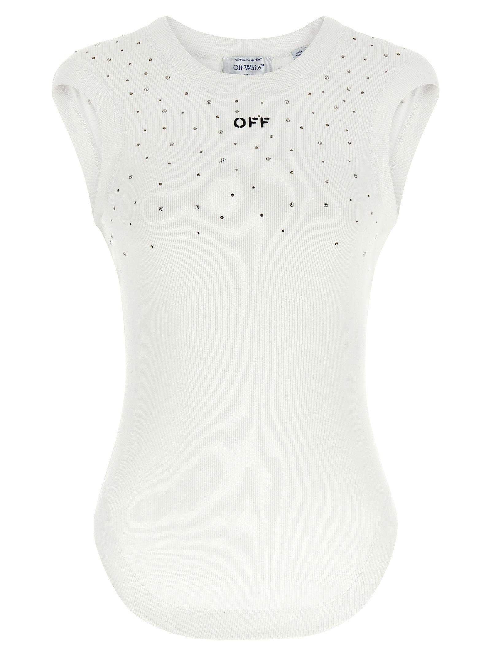 Off-White White Viscose Sleeveles T-Shirt