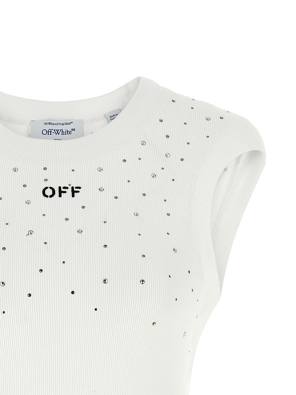 Off-White White Viscose Sleeveles T-Shirt