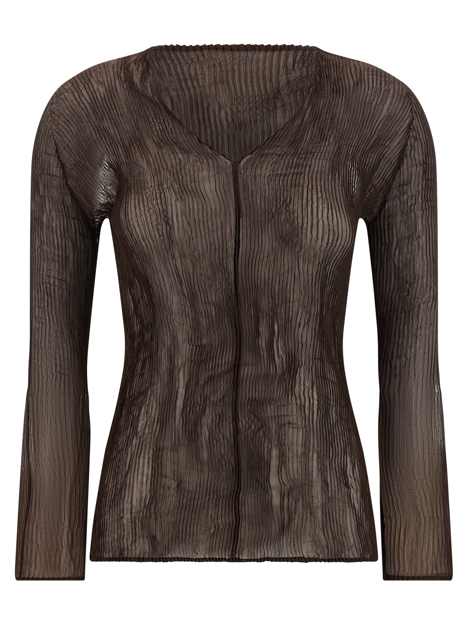 Issey Miyake Brown Polyester Blouse