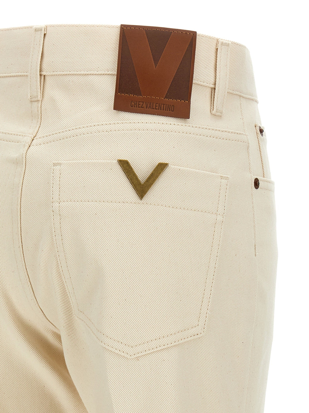 Valentino Garavani Beige Cotton Flared Jeans