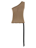 DRKSHDW Beige Cotton Sleeveles T-Shirt