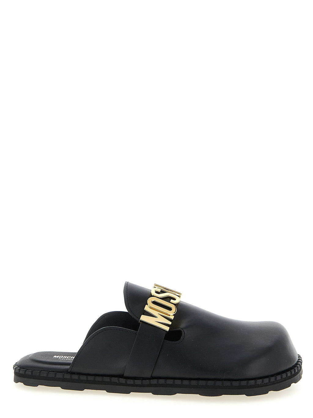 Moschino Black Calfskin Clogs