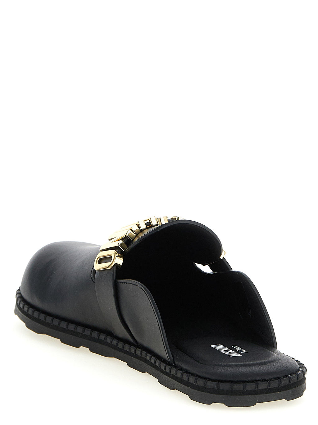 Moschino Black Calfskin Clogs