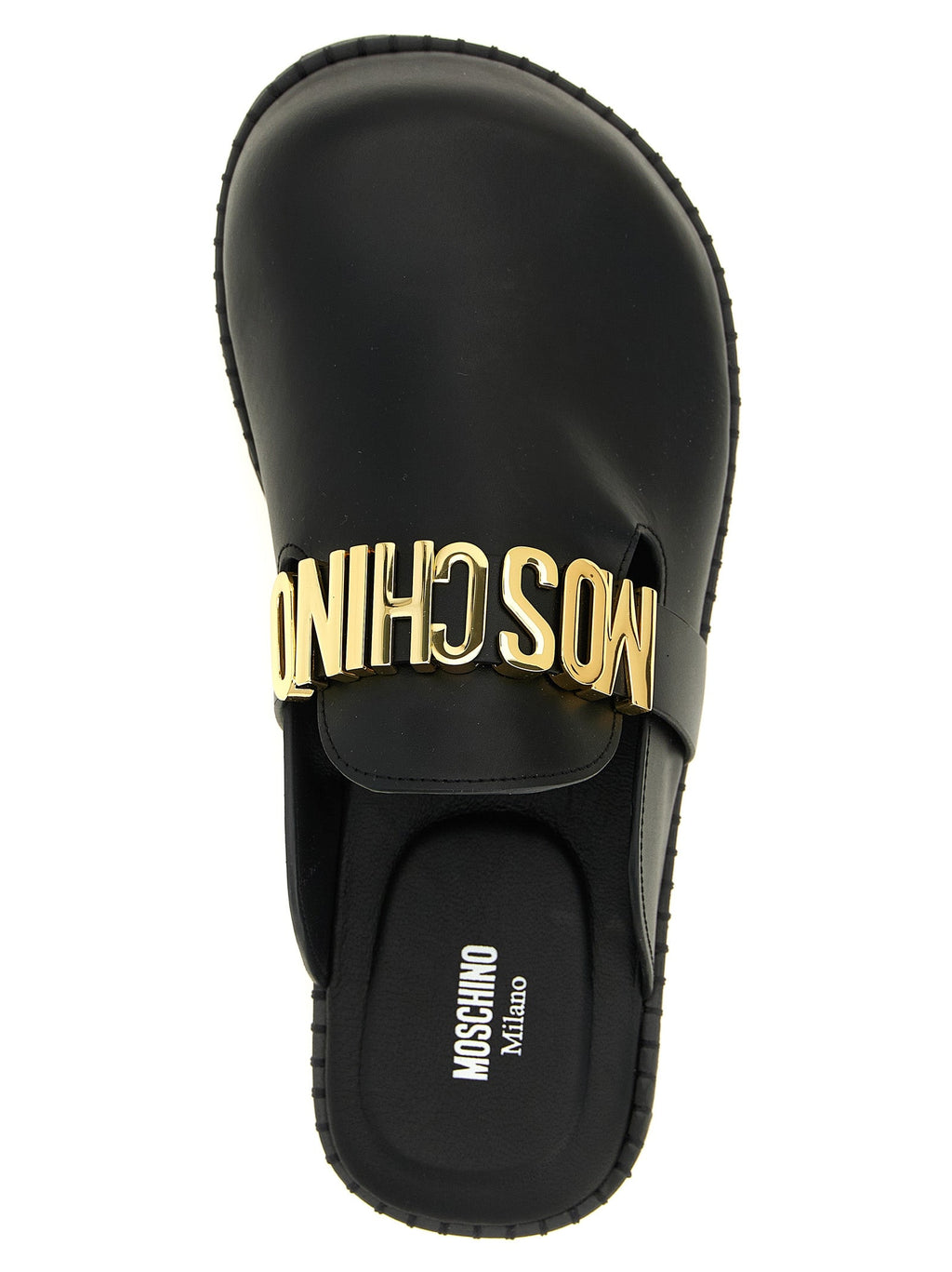 Moschino Black Calfskin Clogs