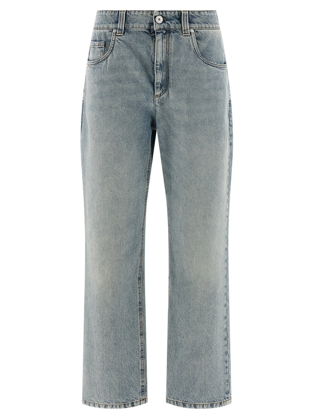 Brunello Cucinelli Blue Cotton Straight-Leg Jeans