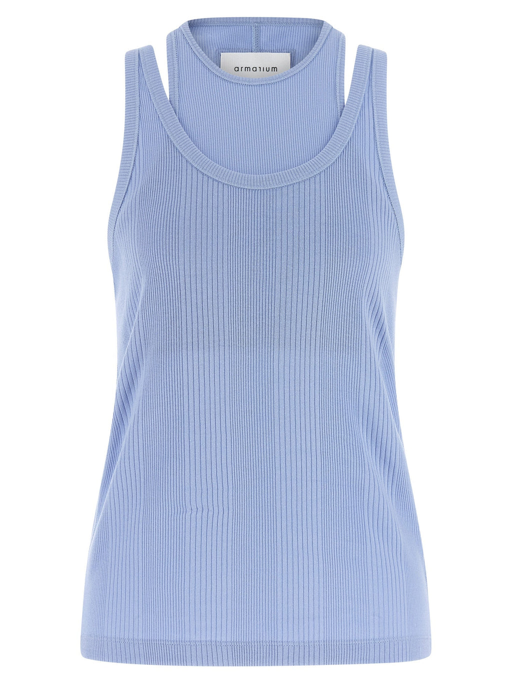 Armarium Blue Cotton Sleeveles T-Shirt