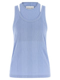 Armarium Blue Cotton Sleeveles T-Shirt