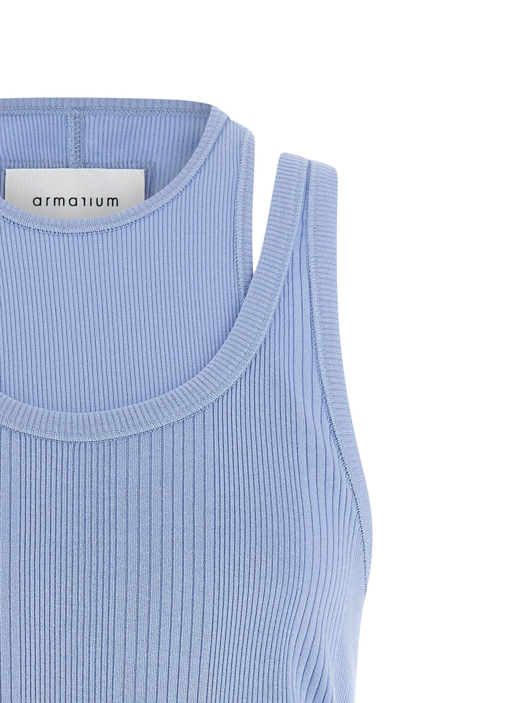 Armarium Blue Cotton Sleeveles T-Shirt